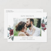 Romance Save the Date mit Blumenpostkarte Ankündigungspostkarte (Vorne/Hinten)
