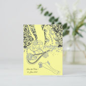 ROMANCE, SAVE THE DATE, schwarz und gelb Einladung (Stehend Vorderseite)