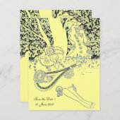 ROMANCE, SAVE THE DATE, schwarz und gelb Einladung (Vorne/Hinten)