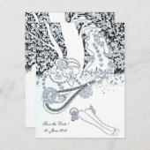 ROMANCE, SAVE THE DATE, schwarz und weiß Einladung (Vorne/Hinten)
