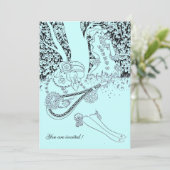 ROMANCE, schwarz und blau Einladung (Stehend Vorderseite)