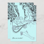 ROMANCE, schwarz und blau Einladung (Vorne/Hinten)