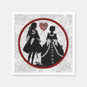 Romance Silhouette Spitzen Hintergrund Napkins Serviette (Vorderseite)
