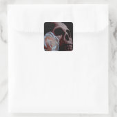 Romance - Skull and Peach Rose Quadratischer Aufkleber (Tasche)