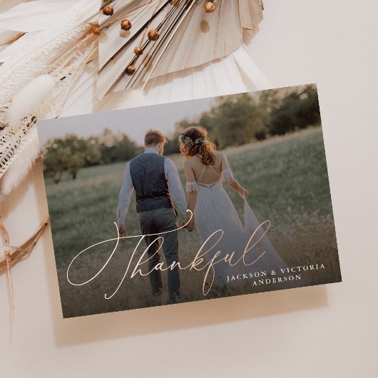 Romance Thankful Wedding Foil Danke Foto Card Folieneinladung
