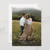 Romance Vertical Save the Date Postcard Ankündigungspostkarte (Vorne/Hinten)