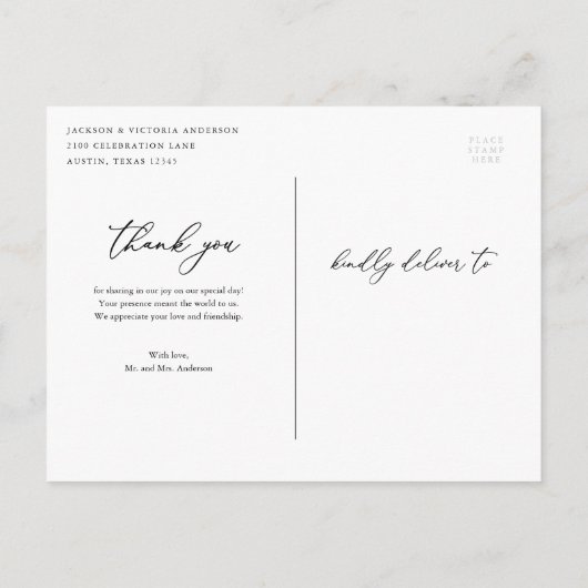 Romance Vielen Dank Postcard Ankündigungspostkarte (Rückseite)