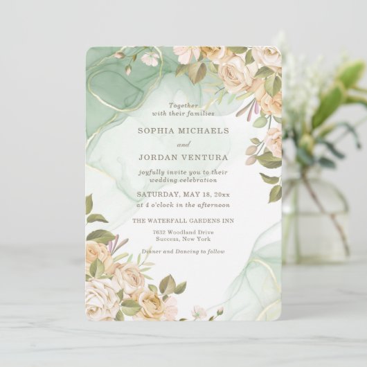 Romance Wedding Einladung (Stehend Vorderseite)