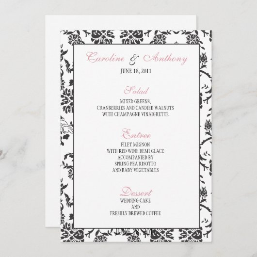 Romance Wedding Menu Menükarte (Vorne/Hinten)