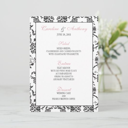 Romance Wedding Menu Menükarte (Stehend Vorderseite)