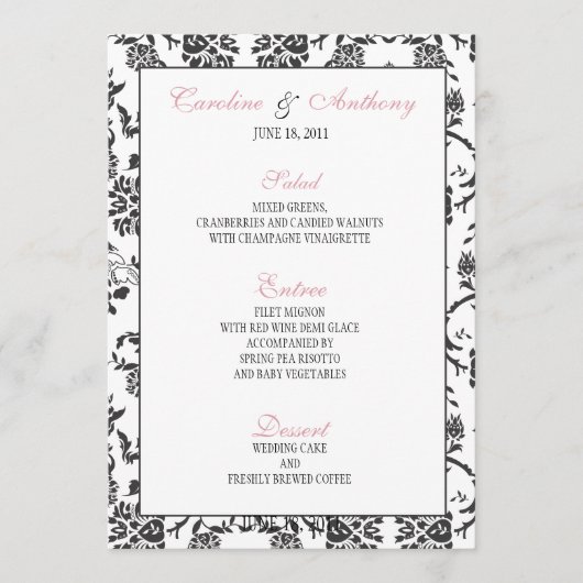 Romance Wedding Menu Menükarte (Vorderseite)