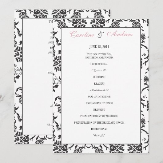 Romance Wedding Program Programm (Vorne/Hinten)