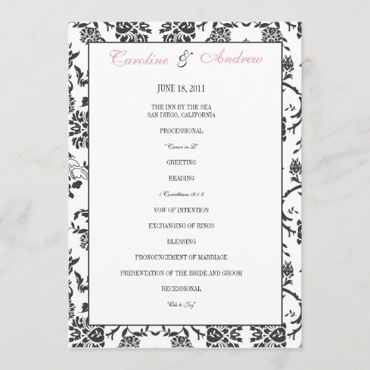 Romance Wedding Program Programm (Vorderseite)
