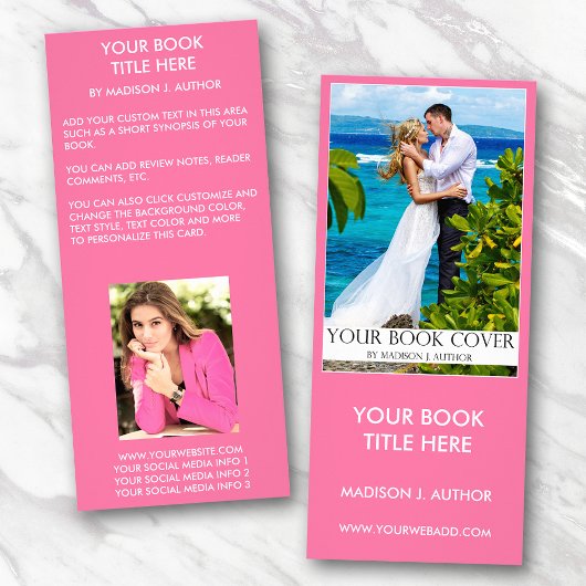 Romance Writer Book Cover| Autor-Foto in Rosa Werbekarte