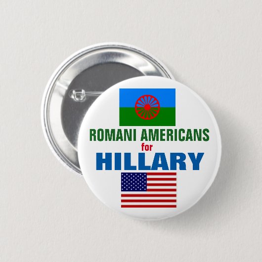 Romani Amerikaner für Hillary 2016 Button (Vorne & Hinten)