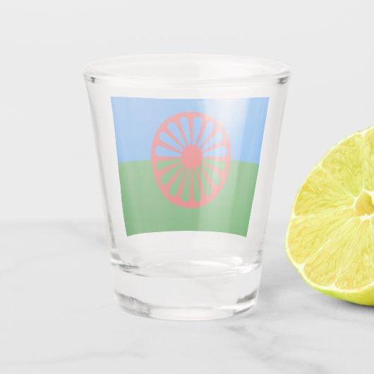 Romani Flag Schnapsglas (Rückseite)