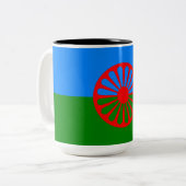 Romani Flag Zweifarbige Tasse (Vorderseite Links)