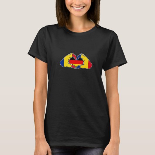 Romania and Germany Heart hand friendship T-Shirt (Vorderseite)