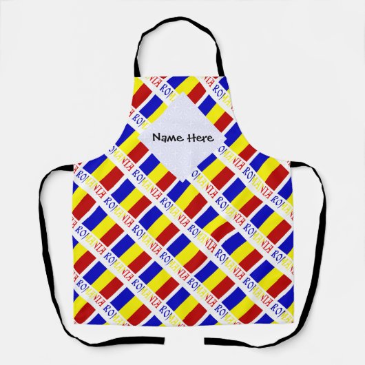 Romania and Romanian Flag Tiled with Your Name Schürze (Vorderseite)