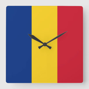 Romania Flag Quadratische Wanduhr