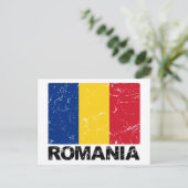 Romania Flag Vintage Postkarte (Stehend Vorderseite)