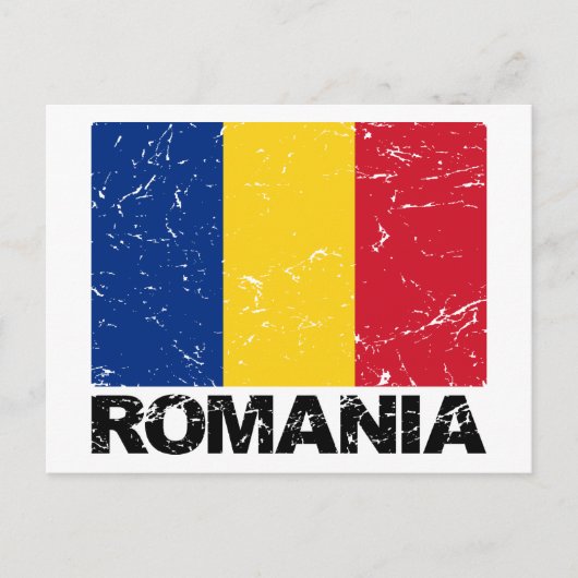 Romania Flag Vintage Postkarte (Vorderseite)