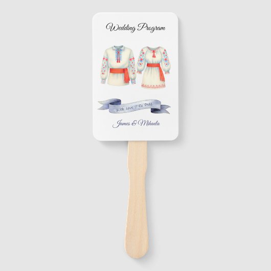 Romanian Bilingual Wedding Program Fan Rustic Fächer (Vorderseite)