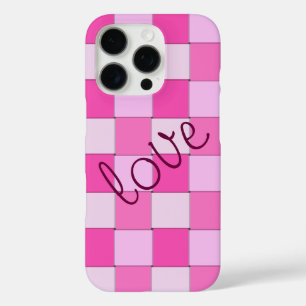 Romanic Pink Woven Fliesen mit Liebe iPhone 16 Pro Hülle