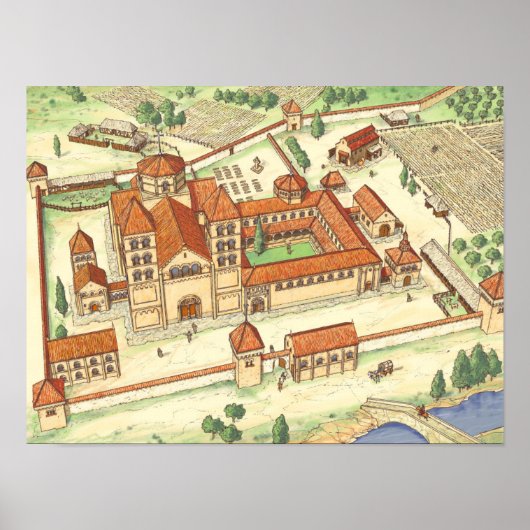 Romanische Abtei. Modell Poster (Vorne)