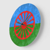 Romanische Flagge Große Wanduhr (Winkel)