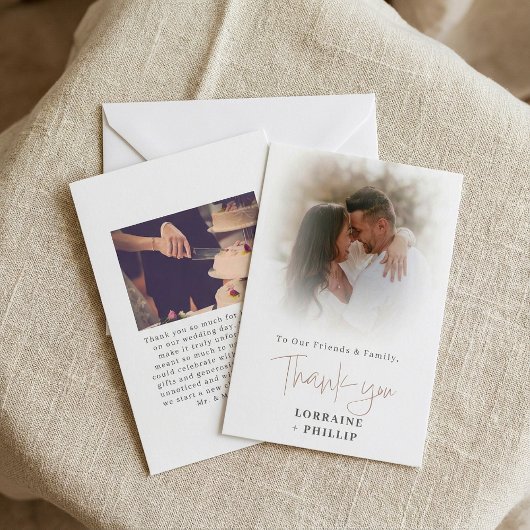 Romanische Skript Foto Gradienten Effekt Hochzeit Dankeskarte