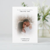 Romanischer Doppelgradienteneffekt Foto Hochzeit Dankeskarte (Stehend Vorderseite)