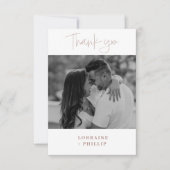 Romanischer moderner Foto Gradienten Effekt Hochze Dankeskarte (Vorderseite)