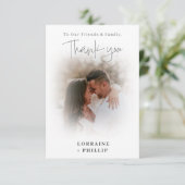 Romanisches Paar Foto Gradienten Effekt Hochzeit Dankeskarte (Stehend Vorderseite)