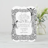 Romanitsches Hummingbird Schwarz-Weiß-Muster Einladung (Stehend Vorderseite)