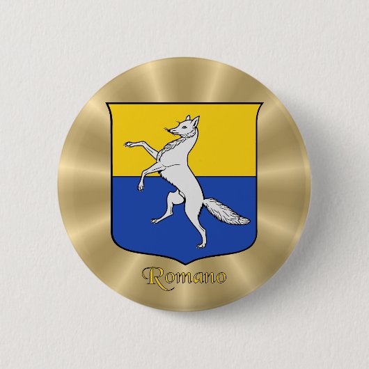 Romano Historischer Schild über Golden Sunburst Button (Vorderseite)