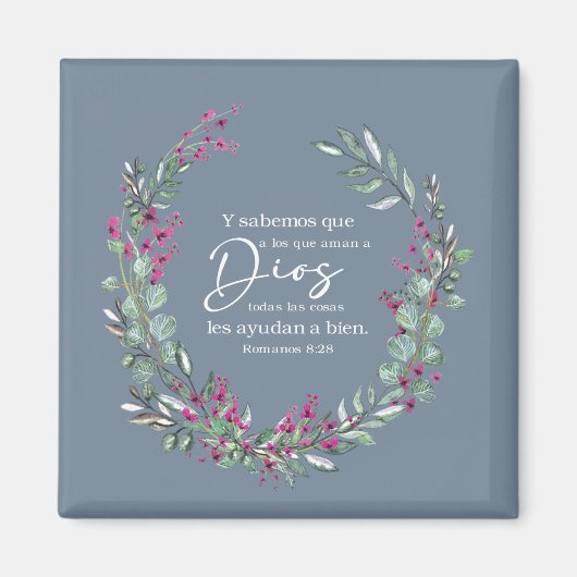 Romanos 8:28, spanischer Bibelvers Magnet (Vorne)