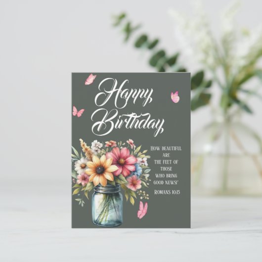 Romans 10:15 Birthday Postcard Postkarte (Stehend Vorderseite)