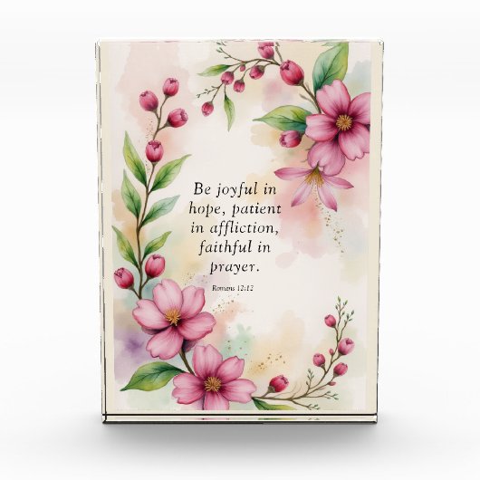 Romans 12:12 Custom Bible Verse Fotoblock (Vorderseite)