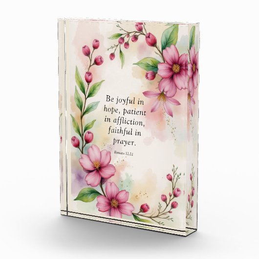 Romans 12:12 Custom Bible Verse Fotoblock (Rechts)