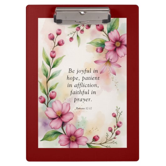 Romans 12:12 Custom Bible Verse Klemmbrett (Vorderseite)