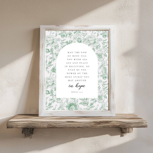 Romans 15:13 Arch Green Chinoiserie Bible Verse Poster