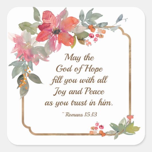Romans 15:13 God of Hope, Christmas Quadratischer Aufkleber (Vorderseite)