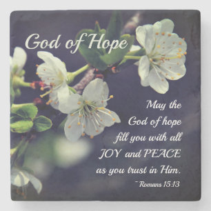 Romans 15:13 God of Hope White Flowers Steinuntersetzer