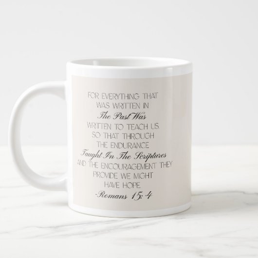 Romans 15:4 Hope Bible Verse Mug  Jumbo-Tasse (Links)