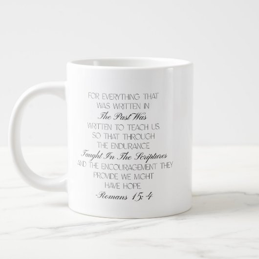 Romans 15:4 Hope Bible Verse Mug  Jumbo-Tasse (Links)