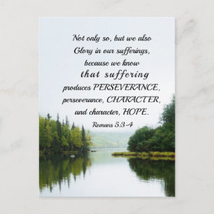 Romans 5:3-4 We Glory in our Sufferings Lake Trees Postkarte