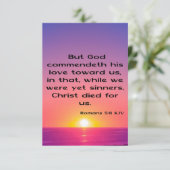 Romans 5:8 KJV Bible Scripting Pic Greeting Card Karte (Stehend Vorderseite)