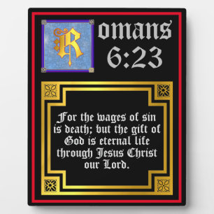 Romans 623 Gold Letter Eternal Life Bible Verse Fotoplatte