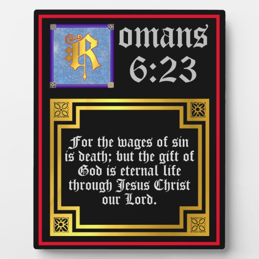 Romans 623 Gold Letter Eternal Life Bible Verse Fotoplatte (Vorderseite)